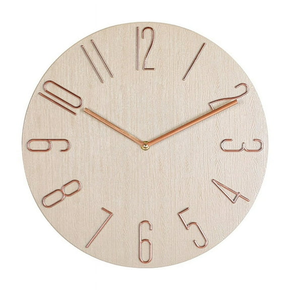 Simple Wall Clock 12 Inch Living Room Home Watch Fashion Bedroom Clock-Beige