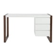 thumbnail image 1 of Simple Walnut and White Three Drawer Desk, 1 of 7
