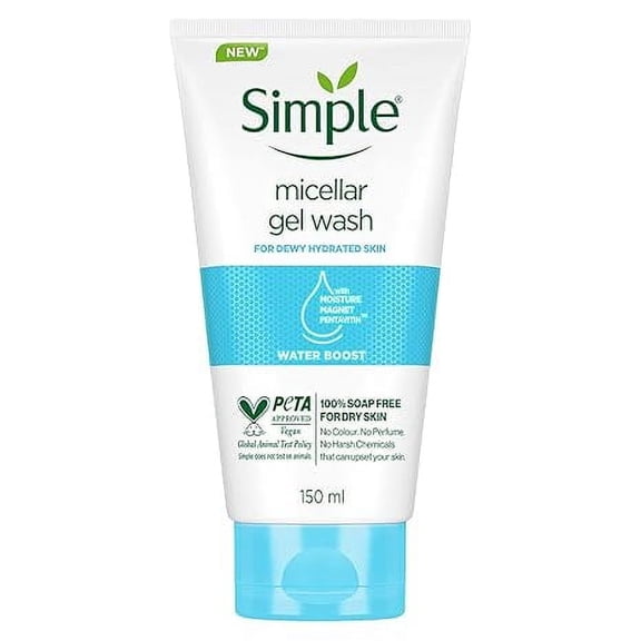 Simple Water Boost Micellar Face Wash 150ml for normal to dry skin(pack of 2)