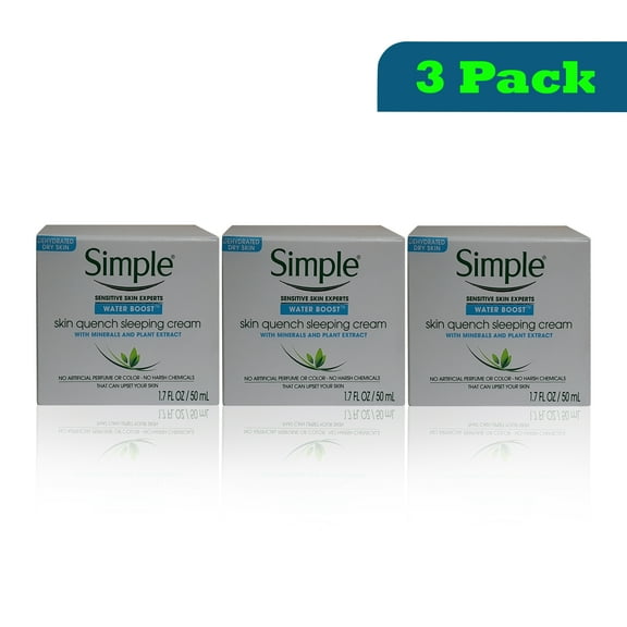 Simple Water Boost Skin Quench Sleeping Cream 1.7 oz Pack Of 3