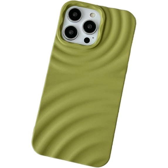 Simple Water Wave Pattern Frosted Phone case, Multi-Colour Options, Creative Personality Design, for iPhone 15 14 13 12 11 Pro Max X XS XR Phone Case (Green,iPhone 13)