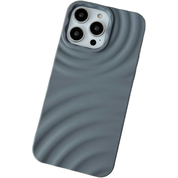 Simple Water Wave Pattern Frosted Phone case, Multi-Colour Options, Creative Personality Design, for iPhone 15 14 13 12 11 Pro Max X XS XR Phone Case (Grey,iPhone 13 Pro)