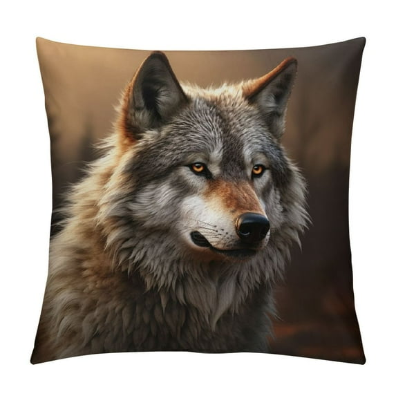 Simple Watercolor Painting Wolf Animals Art Throw Pillow Cover Square Decorative Throw Pillow Cushion Case for Home Couch Living Room Bed Sofa Car Pillowcase