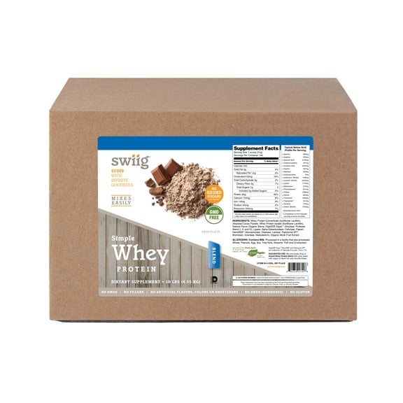 swiig Simple Whey Chocolate Blend, Gluten-Free, High Protein, 10 lbs