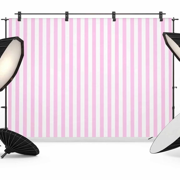 Simple White Striped Backdrop for Photography, Pink Stripes Modern Style Photo Backdrop Portrait Background Party Banner Photo Backgrounds for Studio Booth Props, 10x8ft