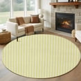 thumbnail image 1 of Simple White Striped Round Living Room Rugs 6 ft, Yellow Stripe Vintage Linen Washable Area Rug with Non-Slip Sturdy Edge Binding Round Carpet for Kitchen Office Bedroom, 1 of 9