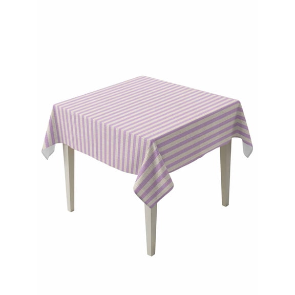Simple White Striped Table Cloth 54x54 Inch Square, Purple Stripes Vintage Linen Waterproof Tablecloth Washable Table Cover for Party Picnic Dinner Decor