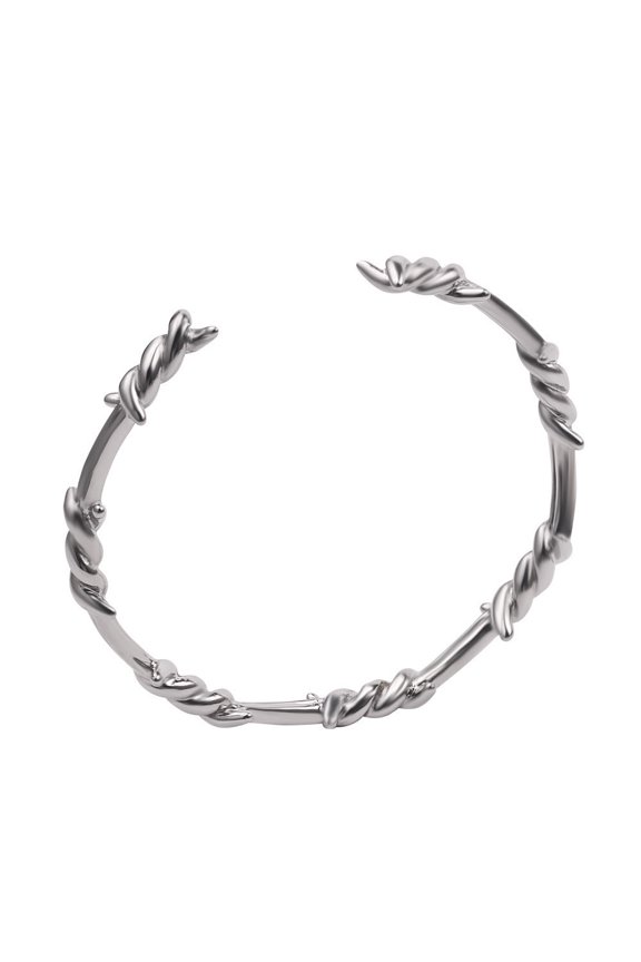 Mens Titanium Steel Bracelet Retro Electroplated Twisting Winding Knot Design and Thorn Bangle Wristband Jewelry Gift