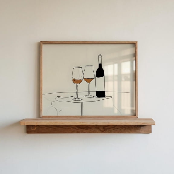 Simple Wine Line Art For Bar Cart Decor, Kitchen Home Decor, Minimalist Decor, Unframed Poster Size 24x36