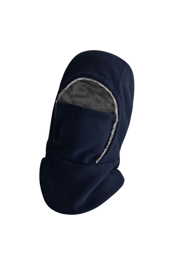 Simple Winter Warm Face Cover Hooded Hat Coldproof Thick Fleece Lining Pullover Hat for Adult Unisex Outdoor Activity