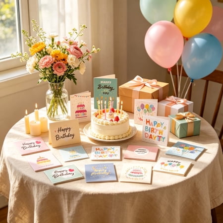 Simple Wishes Happy Birthday Greeting Card Set - Value Pack of 20 Cards With White Envelopes, 10 Designs, Large 4" x 6" Assortment
