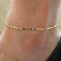 Simple Woman Anklets Casual/Sporty Golden Silver Color Chain Women 14K Yellow Gold Ankle Bracelet Jewelry