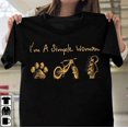 thumbnail image 1 of Simple Woman Dog Cycling Guitar Lover Minimal Lifestyle Unisex T-Shirt, up to size 5XL, 1 of 2