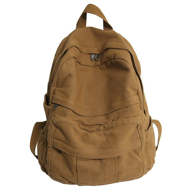 Simple Women School Bags Casual Vintage Ladies Backpack Travel Knapsack Khaki