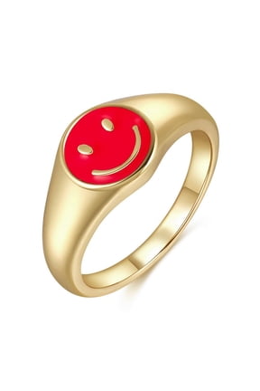 Simple Womens Brass 18K Gold Plated Drip Ring Heart Shape Retro Fashion Jewelry For Everyday Wear Gift Classic Style
