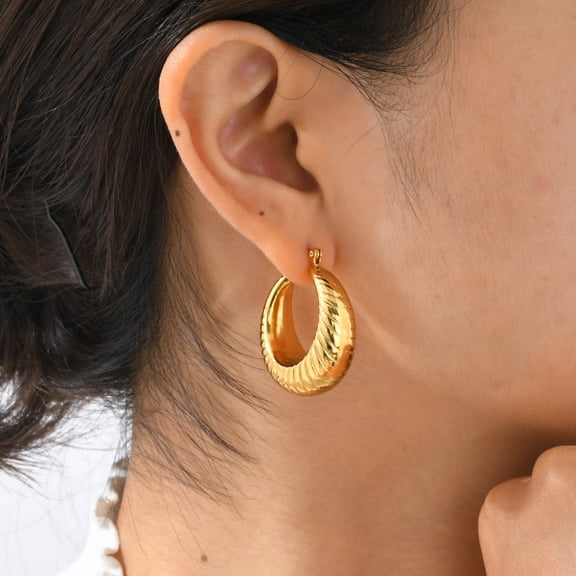 Simple Womens Hoops Earrings Non Tarnish Stainless Steel Hoop Earrings for Women Trendy Earrings Jewelry Gifts for Girlfriend Wife