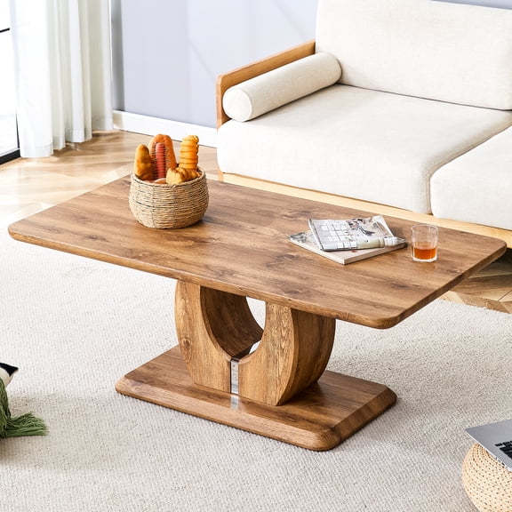 Simple Wood Color Rectangular Coffee Desk - Suited For Living Room, Dining Terrace, Kitchen 47"x25.6"x18" Elegant And Practical Design Easy To Maintain Assemble Luxury Table In Fits Enhances Visual