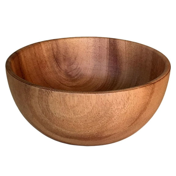 Wooden Salad Bowl, Round Snack Serving Bowl for Food, Fruits, Salads, Tableware Decoration, Home Kitchen Supplies, 11x6 cm