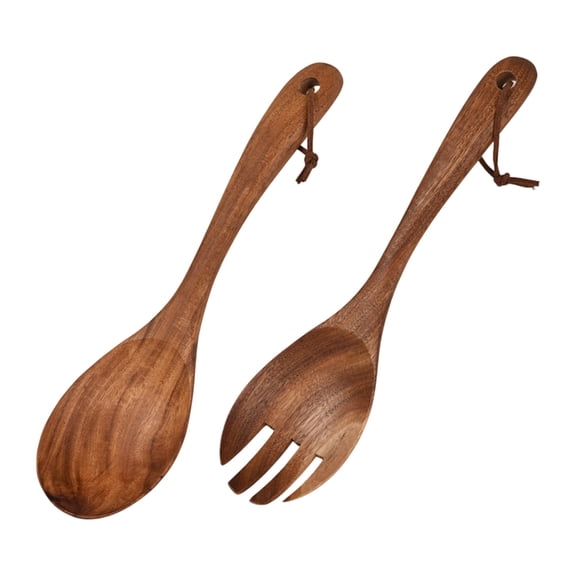 Simple Wooden Utensils Pair For Daily Cooking And Serving Natural Texture