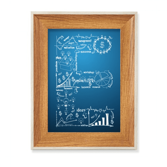 Simple Work Brainstorm Data Curve Illustration Desktop Wooden Photo Frame Display Picture Art Painting Multiple Sets
