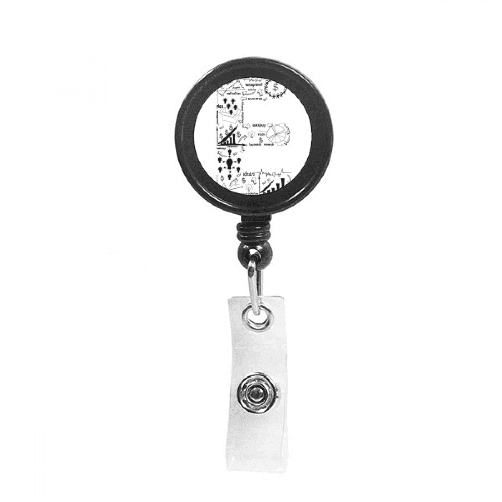 Simple Work Brainstorm Data Curve Illustration Retractable Keychain Badge Holder ID Badge