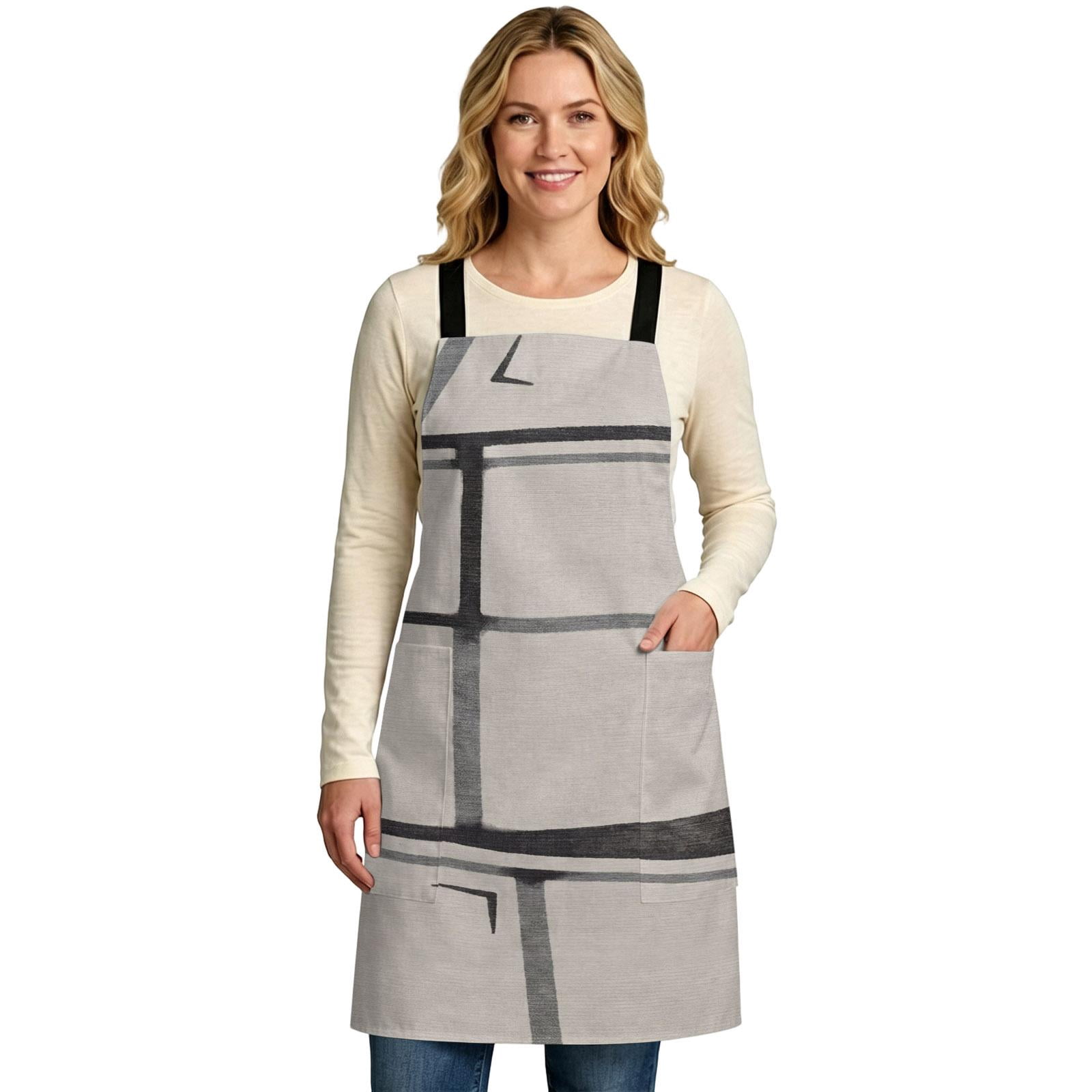 Simple X-Shaped Back Kitchen Apron Irregular Brown Stripes Plaid ...