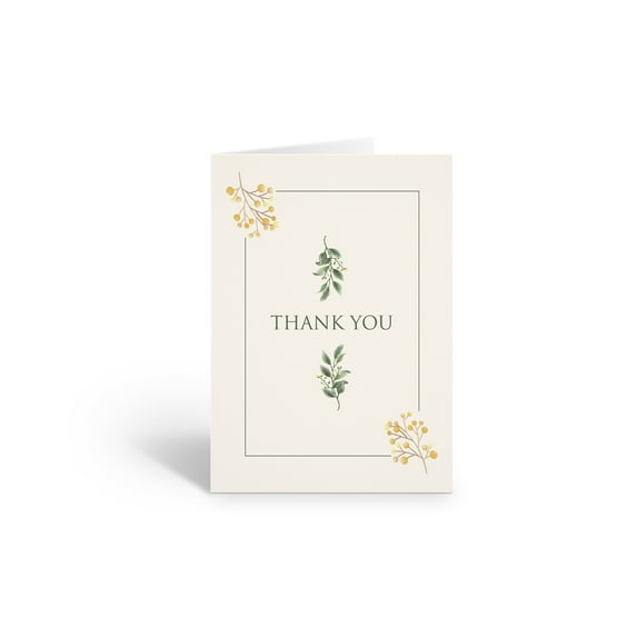 Simple Yellow Berries Thank You Note Card - 10 Note Cards with Envelopes - B1444