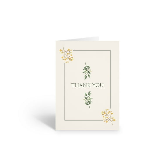 Simple Yellow Berries Thank You Note Card - 10 Note Cards with Envelopes - B1444