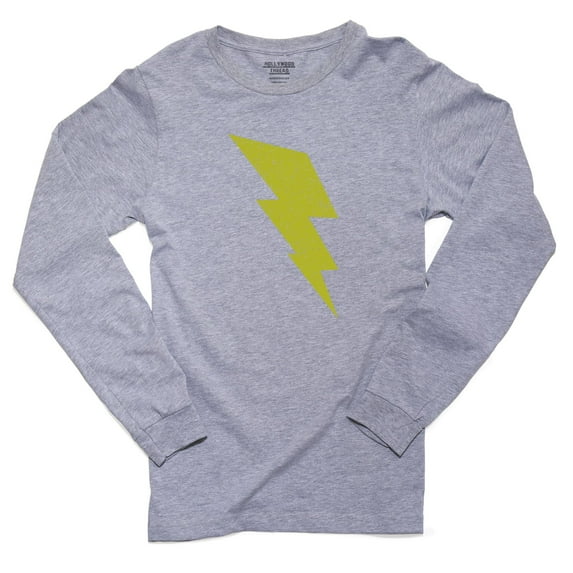 Simple Yellow Lightning Bolt - Cool Large Graphic Men's Long Sleeve Grey T-Shirt