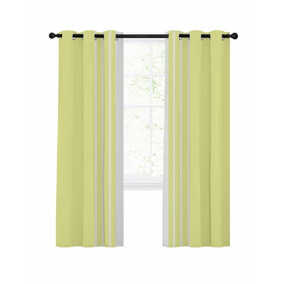 Simple Yellow Stripes Blackout Curtains 96 Inches Length, Modern Abstract White Lines Art Window Treatment Thermal Insulated Drapes for Bedroom Living Room 2 Panels 104x96 Inches