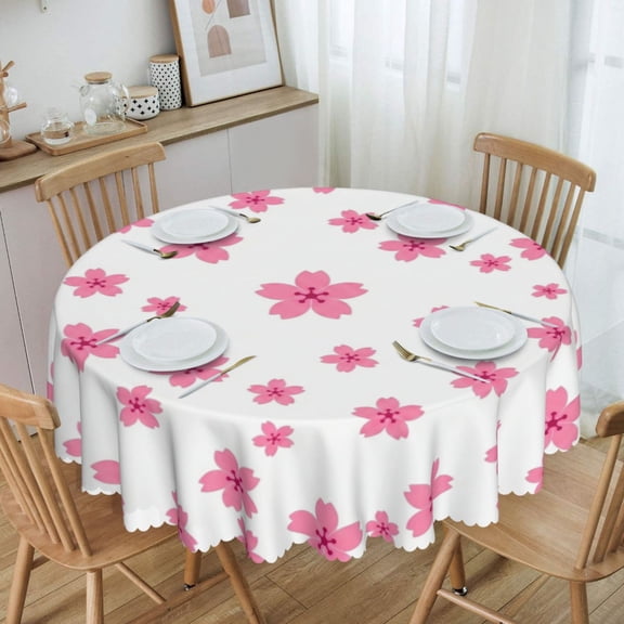 Simple Yellow Tulip Field Round Tablecloth Waterproof Oil-Proof Plastic Table Cloth Stain-Resistant Wipeable 60" for Camping, Dining, Indoor and Outdoor