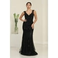 thumbnail image 1 of Women's Royal Blue Queen RQ8130 Luxurious Beaded Tiered Gown Special Occasions Black 18, 1 of 7