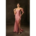 thumbnail image 1 of Women's May Queen Stretch Bodycon Ruched Off The Shoulder Prom 2026 Dress Dustyrose Pink Size 4, 1 of 5