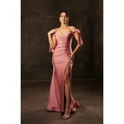 Womens May Queen Stretch Bodycon Ruched Off The Shoulder Prom 2026 Dress Dustyrose Pink Size 12