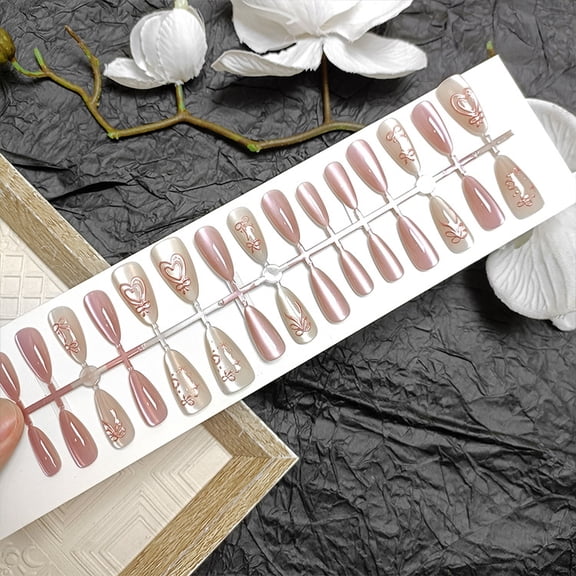 Simple almond nail patch, three-dimensional cat's eye short wearing armor 30 pieces, sub-code bar manicure prefabricated nail