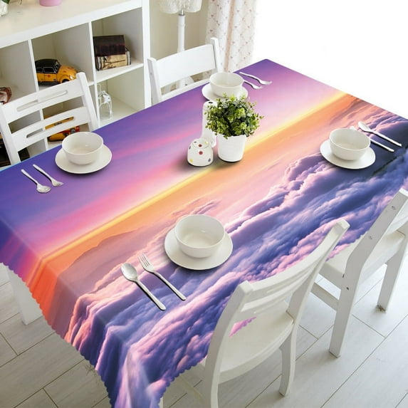 Simple and Fresh Blue Sky and White Clouds Scenery Rectangular Butterfly Edge Dining Table Coffee Table Printed Tablecloth