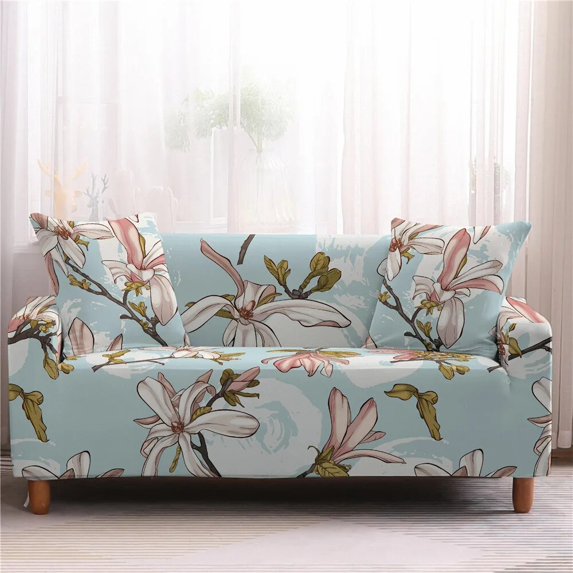 Simple and Fresh Floral Print Sofa Cover Polyester All-inclusive Bedroom Living Room Decor Multi-seater Cushion Cover Funda Sofa
