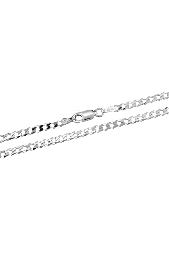 Simple and Shiny 3mm Curb Chain 18-inch Sterling Silver Necklace
