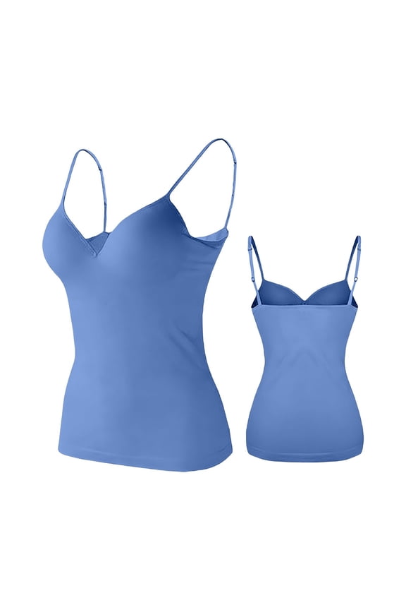 Simple and Supportive: Women's Solid Color Sleeveless Camisole with Inner Bra and Adjustable Strap Design