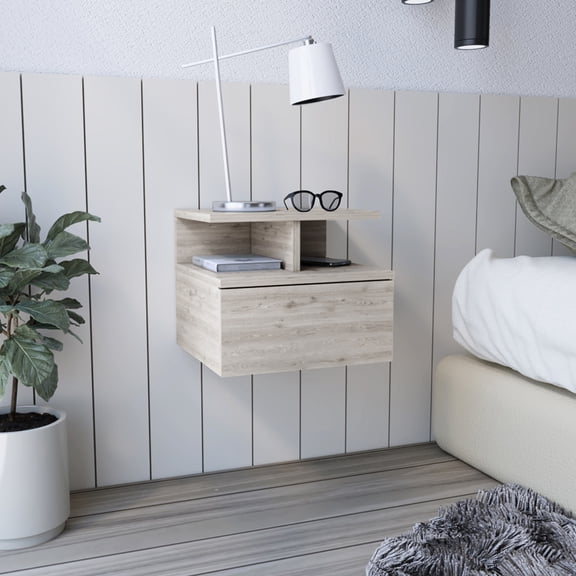 Simple - assemble Floating Nightstand / Bedroom Storage Solution / Reach Items Quickly