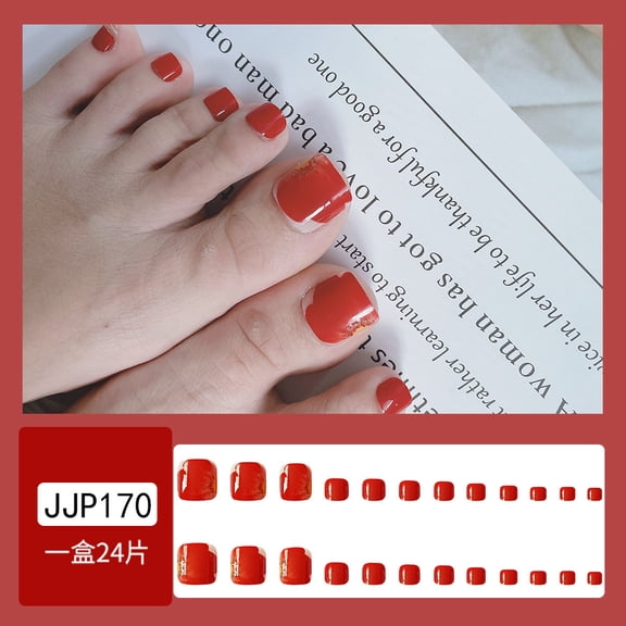 Simple big red whitening toenail patch, removable manicure patch, toenail wearing nail patch wholesale