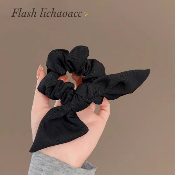 Simple black cloth bow hair band large intestine ring tie pill head ponytail hair rope rabbit ears headband thick models female