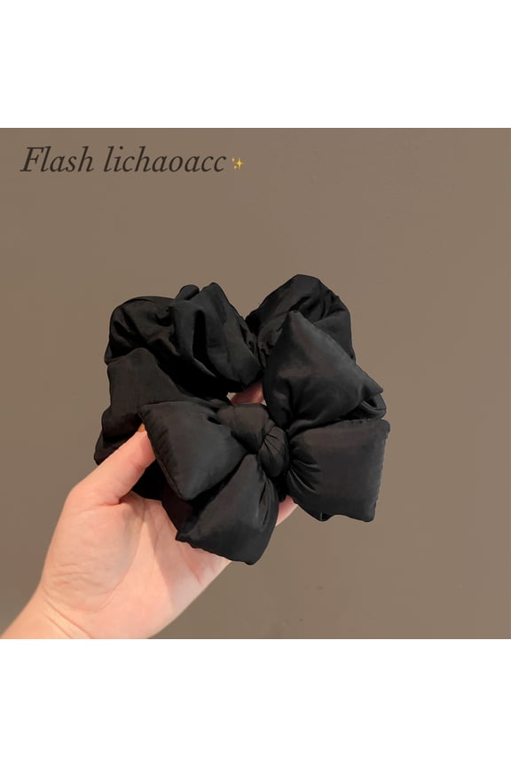 Simple bow hair band tie ponytail elastic fabric hair rope fall and winter new Korean temperament pill head large intestine circle