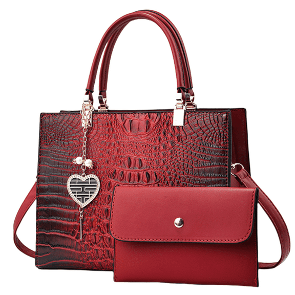 New large-capacity solid-color minimalist crocodile-pattern shoulder bag for cross-body use.