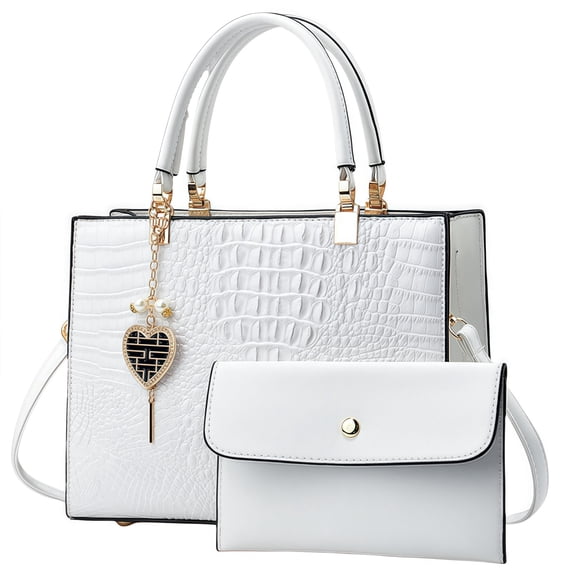 New large-capacity solid-color minimalist crocodile-pattern shoulder bag for cross-body use.