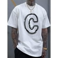 thumbnail image 1 of Simple and fashionable C-letter printed men's round neck short sleeved T-shirt, comfortable and breathable casual sports top suitable for spring and summer vacation leisure, 1 of 9