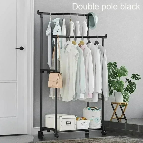 Simple floor-to-ceiling bedroom pants rack, shoe and hat integrated rack, push-pull household clothes and hat drying rack.