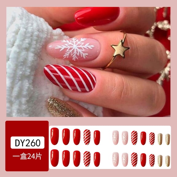 Simple golden flash snowflake Christmas wearing nail, finished nail art piece, fake nail patch wearing nail finished product wholesale