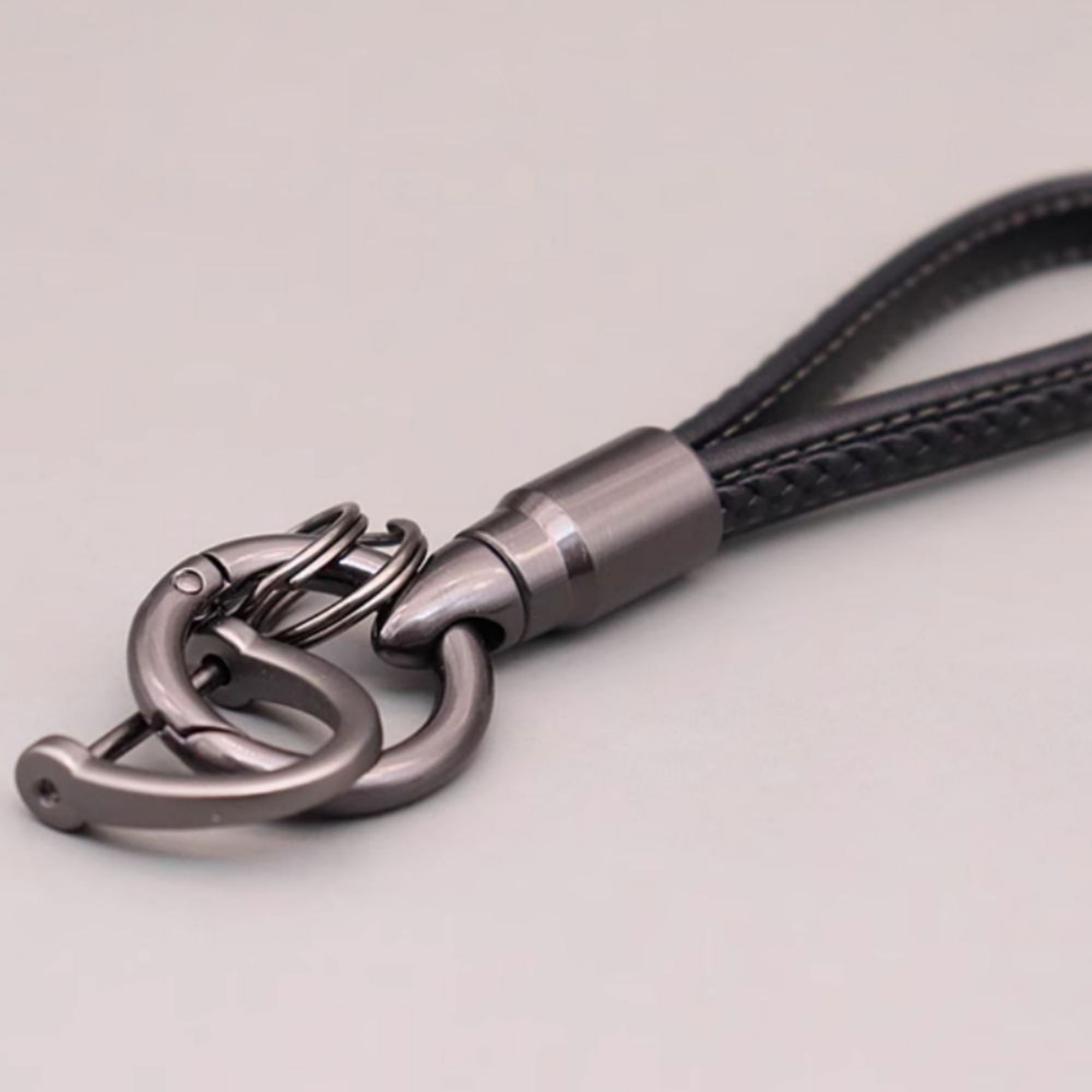 Simple, high-end, hand-woven, car keychain, leather rope, pendant, men ...