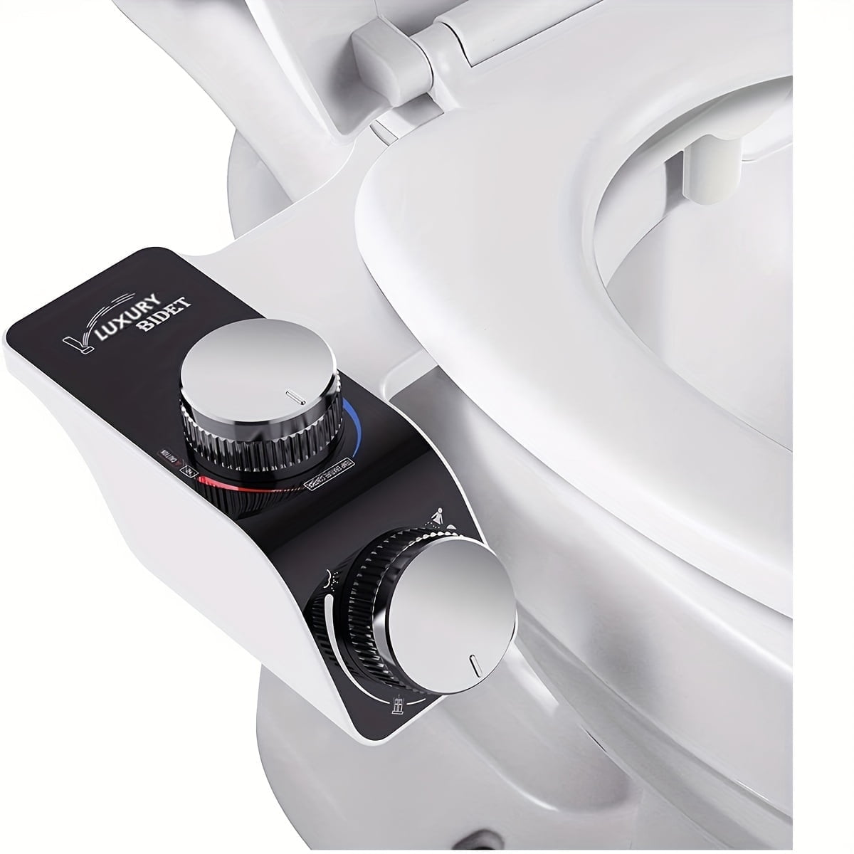 Toilet Seat Non-Electric Bidet Attachment - Hot and Cold Water, Self-Cleaning, Dual Nozzles, Female Butt Wash
